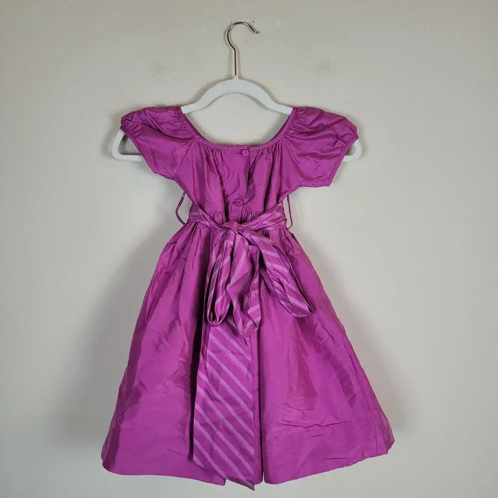 Strasburg Dress Girls Baby 24M Pink Fuchsia Silk Belted Formal Easter Church